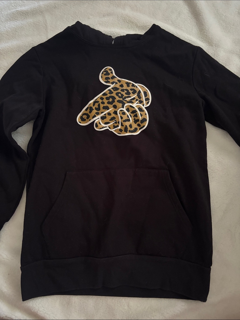 Crooks & Castles Black Sweatshirt with Leopard Hand Graphic